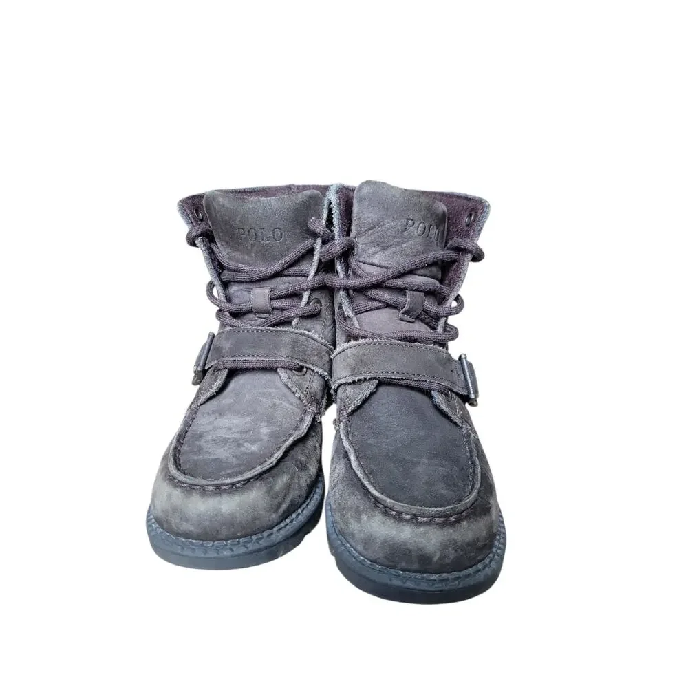 Polo Ralph Lauren Ranger Hi II Boys Leather Boots Brown Bear Size 13